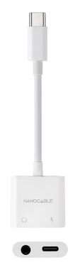 Cable Adaptador Nanocable USB-C a JACK+USB-C/H PD 60W, Blanco image number null