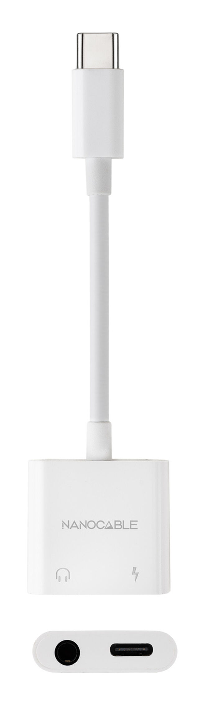 Cable Adaptador Nanocable USB-C a JACK+USB-C/H PD 60W, Blanco image number 1