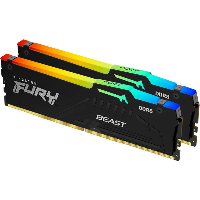 Kingston Kit 32GB (2 x 16GB) DDR5 5200MHz FURY Beast RGB Negro 1R CL36 image number 2