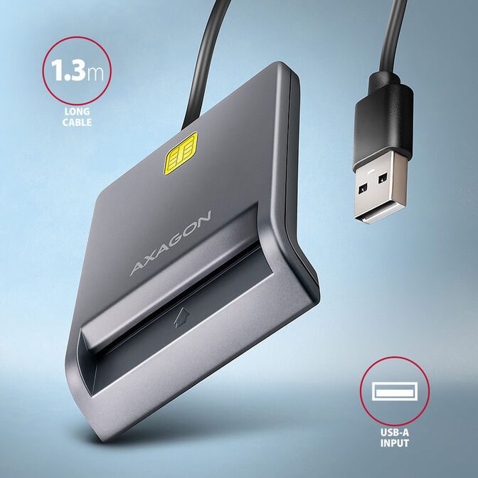 Lector de tarjetas AXAGON CRE-SM3T USB Smart card FlatReader image number 2