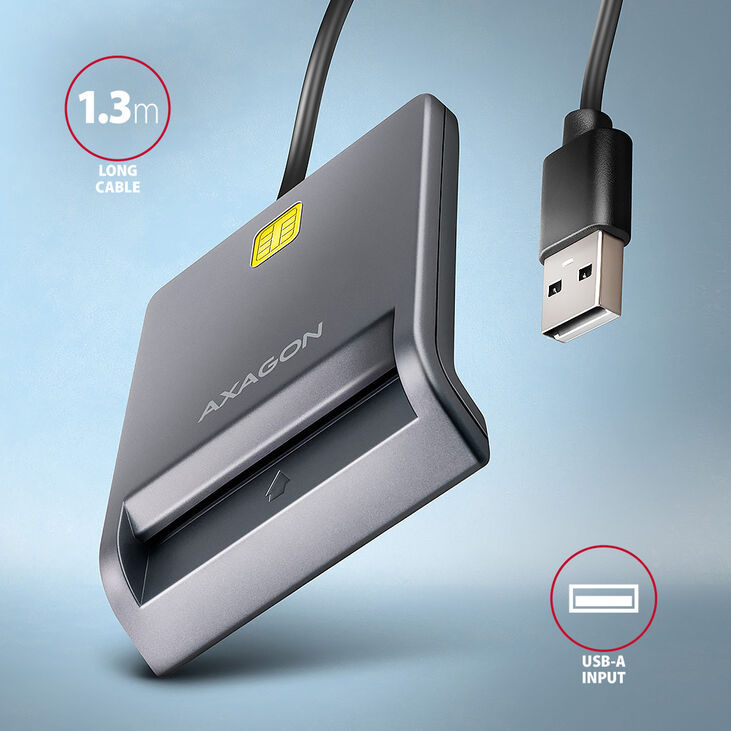 Lector de tarjetas AXAGON CRE-SM3T USB Smart card FlatReader image number 2