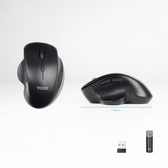 Rat&oacute;n Tooq TQMWG-1105-B Wireless Ergon&oacute;mico 1600DPI Negro image number 1