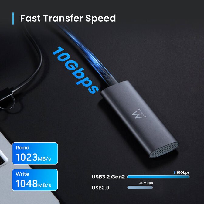 Caja Externa M.2 Ewent EW7061 USB-C 3.2 Gen2 NVMe/SATA Gris Screwless image number 2