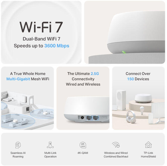 Sistema Mesh TP-Link Deco BE25 BE3600 Whole-Home Mesh Wi-Fi 7 (Pack 2) image number 2