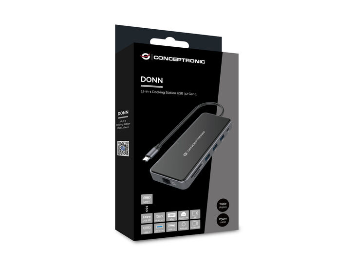 HUB USB 12 en 1 USB-C 3.2 > 3x USB-A 3.0 + 2x HDMI + VGA + USB 2.0 + Gigabit + USB-C (PD100W) + Lector de Tarjetas + Audio image number 2