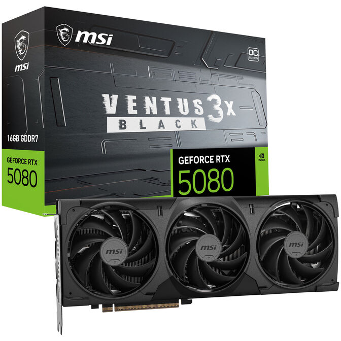 Tarjeta Gr&aacute;fica MSI GeForce&reg; RTX 5080 VENTUS 3X OC Black 16GB GDDR7 DLSS4 image number 0
