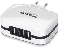 Cargador Tooq 4x USB 5V 6.8A com Controlo AI - Blanco