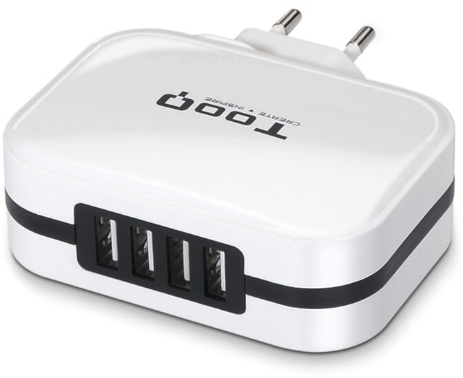 Cargador Tooq 4x USB 5V 6.8A com Controlo AI - Blanco image number 0