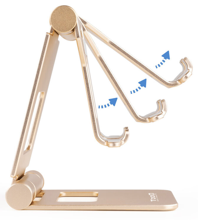 Soporte Mesa Tooq Ajustable p/ Smartphone/Tablet Max. 10" Dorado image number 3