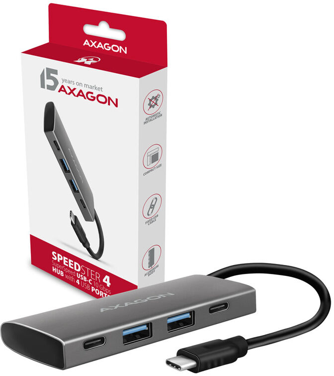 Multiport-Hub AXAGON HMC-4G2, USB 3.1, Gbit-LAN, 2x USB-A, 2x USB-C image number 2
