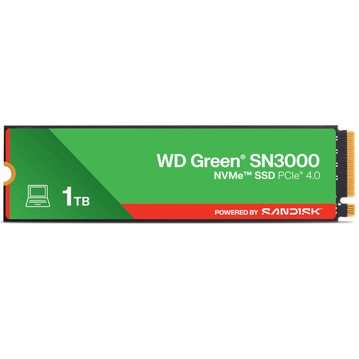 Disco SSD Western Digital Green SN3000 1TB Gen4 M.2 NVMe (5000/4200MB/s) image number 0