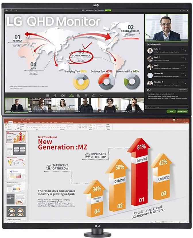 Monitor LG ERGO Dual 27" 27QP88DP-BS IPS QHD 75Hz USB-C c/ DP Daisy Chain image number 3