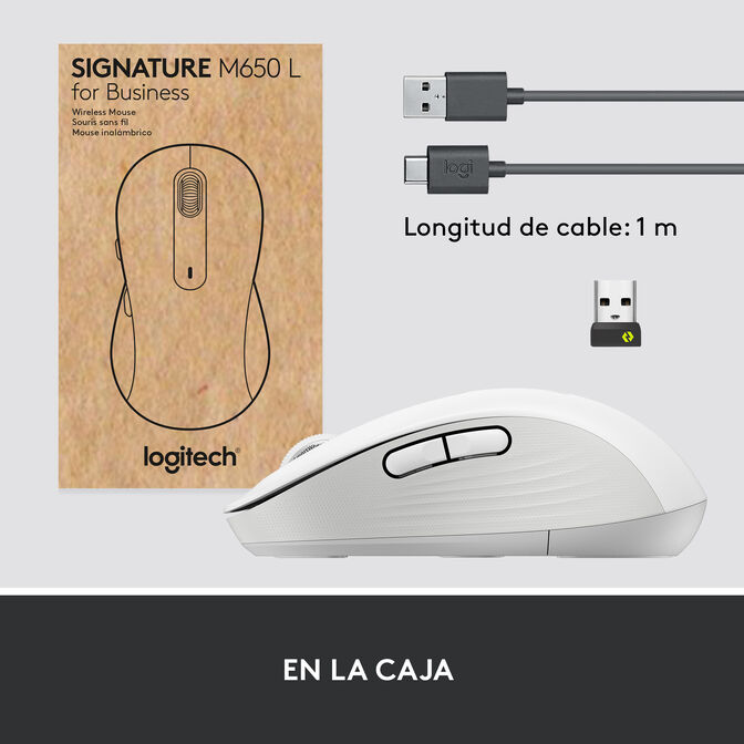 Rat&oacute;n Logitech Signature M650 L for Business 4000DPI Wireless/Bluetooth Blanco image number 4