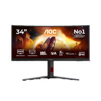 Monitor Curvo AOC Gaming 34" CU34G4CA Fast VA UWQHD 180Hz 0.3ms 21:9 Adaptive Sync