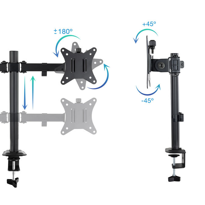 Soporte de Mesa Tooq Duplo 17" a 27" Max. 8kg/Monitor Negro image number 6