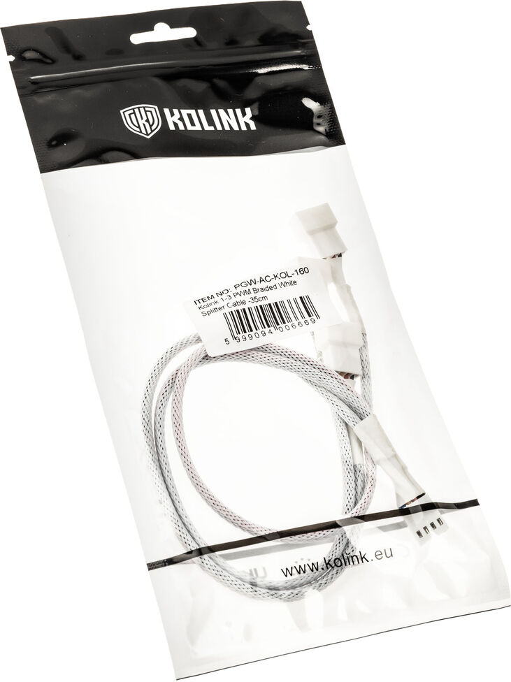 Cable Splitter Kolink 1-3 PWM Sleeved Blanco image number 2