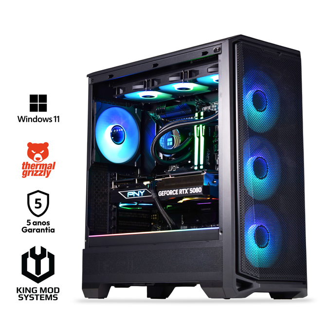 Ordenador King Mod Gamer-PC Ryzen 7 7800X3D 32GB DDR5 2TB RTX 5080 WiFi W11 Bonus