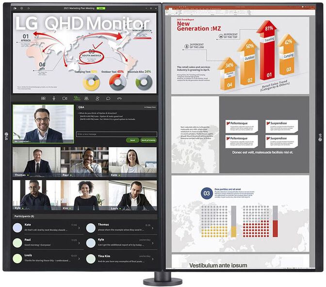 Monitor LG ERGO Dual 27" 27QP88DP-BS IPS QHD 75Hz USB-C c/ DP Daisy Chain image number 2