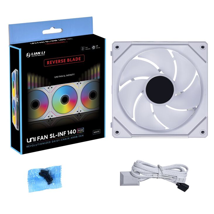 Ventilador Lian Li UNI SL-INF 140 ARGB Reverse Blade PWM Blanco 140mm image number 0