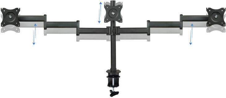 Soporte de Mesa Tooq 3 Monitores Tilt e Giratónrio 13" a 27" Max. 8kg/Monitor Negro image number 1