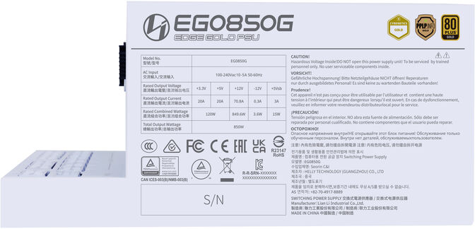 Fuente Modular Lian Li Edge 850W 80+ Gold Blanca image number 2