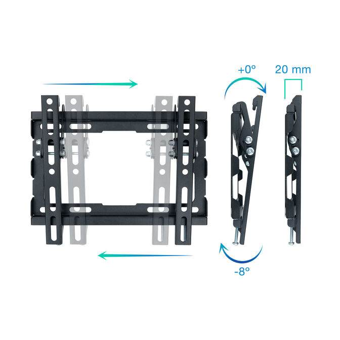 Soporte de Pared Tooq Tilt 23" a 43" Max. 45Kg Negro image number 2