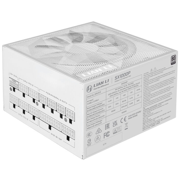 Fuente Modular Lian Li SX 1000W 80+ Platinum Blanco image number 2