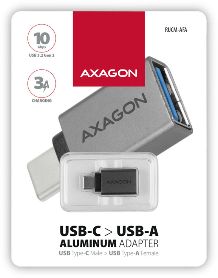 Adaptador AXAGON RUCM-AFA USB 3.0 Type-C Male > Type-A Female, Aluminio image number 6