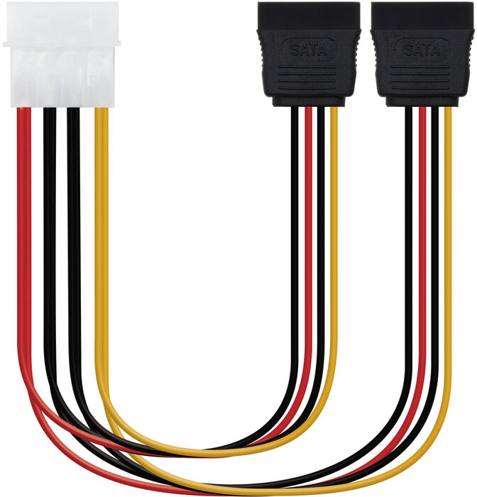 Cable de Alimentaci&oacute;n SATA NanoCable - 5.25" (Molex 4Pinos) M - 2x SATA F 20 CM OEM image number 2