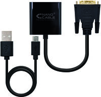 Adaptador NanoCable DVI M para VGA 10 CM Negro