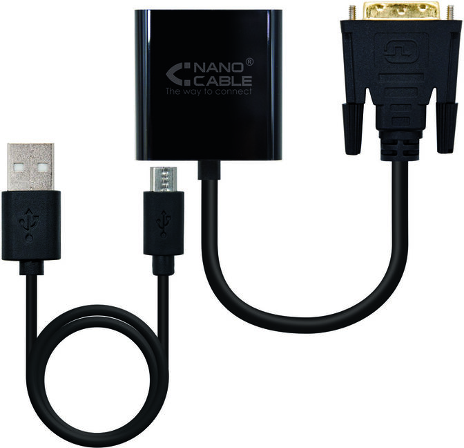 Adaptador NanoCable DVI M para VGA 10 CM Negro image number 0