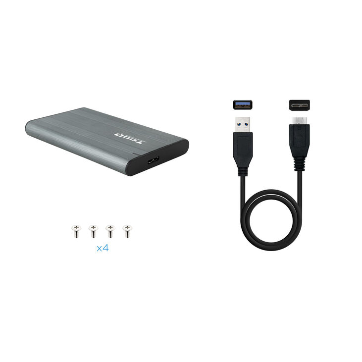 Tooq Caja SSD 2.5" SATA USB3.1 Gen 1 Gris image number 2