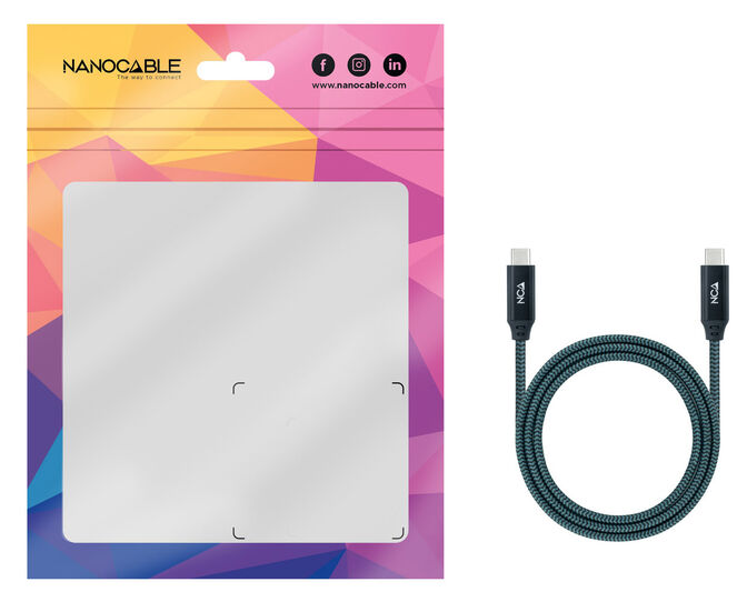 Cable USB 3.2 Gen2x2 Nanocable 20Gbps 5A/100W 4K@60Hz USB-C M/M 0.5 M Gris/Negro image number 0