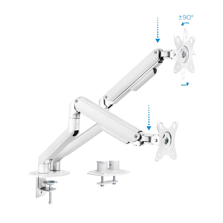 Soporte de Mesa Tooq Doble Tilt e GiRatónrio c/mola 17" a 32" Max. 9Kg Blanco image number 1