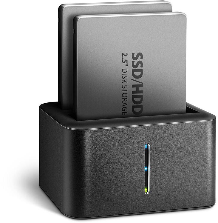 Mini Dual Dock AXAGON ADSA-D25 USB 3.2 Gen 1 - 2x SATA 6G 2.5" SSD/HDD image number 0