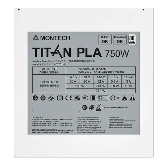 Fuente Montech Titan PLA 750W 80 Plus Platinum PCIE5 (Cybenetics Platinum) image number 6