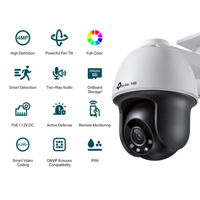 C&aacute;mara de Vigilancia TP-Link VIGI C540 4mm 4MP Full-Color PoE Pan/Tilt QHD 1440p IP66 image number 1