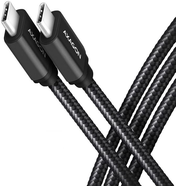 Cable de cargamento AXAGON BUCM3-CM10AB USB-C  <-> USB-C 3.2 Gen 1, 1m, PD 60W, 3A, ALU, braid, Negro image number 0