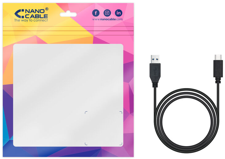 Cable USB 3.1 GEN2 10Gbps 3A Nanocable USB-C/M para USB-A/M 2 M Negro image number 3