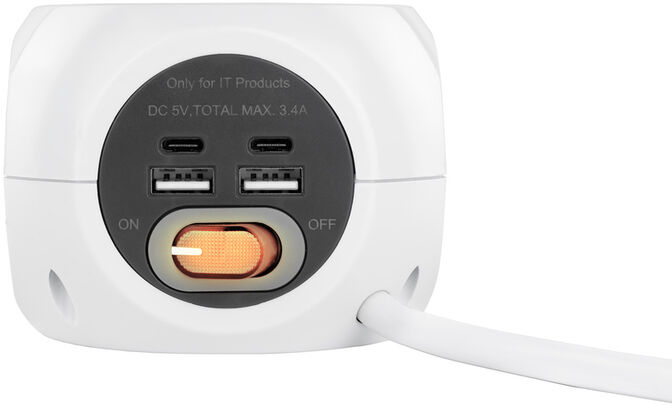 Tomas de 3 sockets com 4 USB's (2 USB A / 2 USB-C) s/ fios, c/ interruptor image number 1