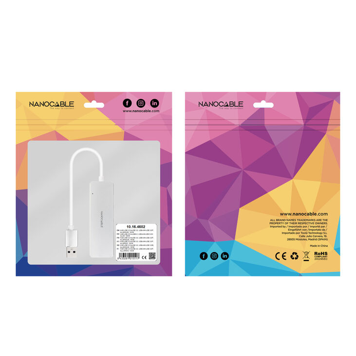Hub Nanocable USB 3.0 4xUSB3.0. USB-A/M-USB 3.0/H ALUMINIO 18CM image number 4