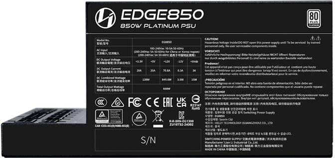 Fuente Modular Lian Li Edge 850W 80+ Platinum Negra image number 4