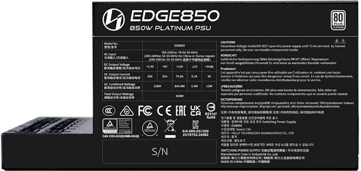 Fuente Modular Lian Li Edge 850W 80+ Platinum Negra image number 4