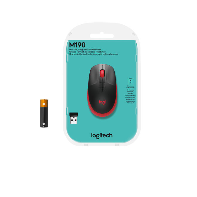 Rat&oacute;n Logitech M190 1000DPI Wireless Rojo image number 13