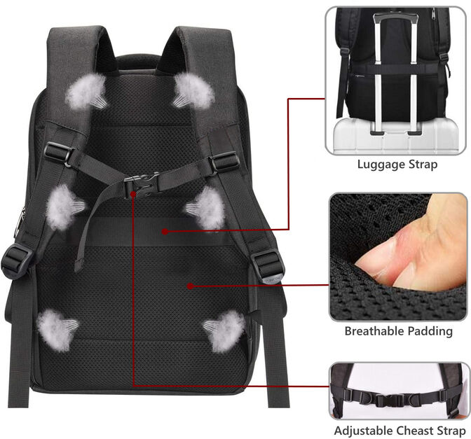 Mochila Ewent EW2526 Notebook Backpack 15.6 Preta com Porta USB image number 4