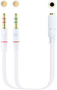 Cable de Divis&atilde;o Audio NanoCable Jack 3,5/F 3 PINOS - 2x Jack 3,5/M 4 PINOS 20 CM Blanco image number null