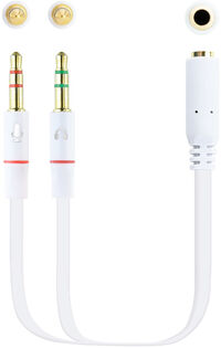 Cable de Divisão Audio NanoCable Jack 3,5/F 3 PINOS - 2x Jack 3,5/M 4 PINOS 20 CM Blanco