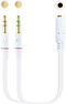 Cable de Divisão Audio NanoCable Jack 3,5/F 3 PINOS - 2x Jack 3,5/M 4 PINOS 20 CM Blanco