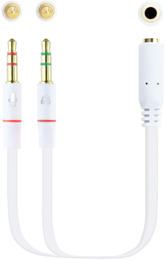 Cable de Divis&atilde;o Audio NanoCable Jack 3,5/F 3 PINOS - 2x Jack 3,5/M 4 PINOS 20 CM Blanco image number 0