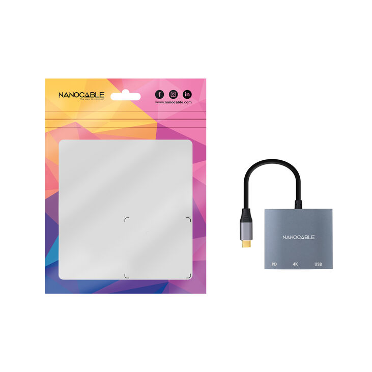Adaptador Nanocable USB-C > HDMI + USB + USB-C (PD60W) Compatible con Thunderbolt 3 image number 1